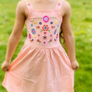 Embroided Pink Boho Dress